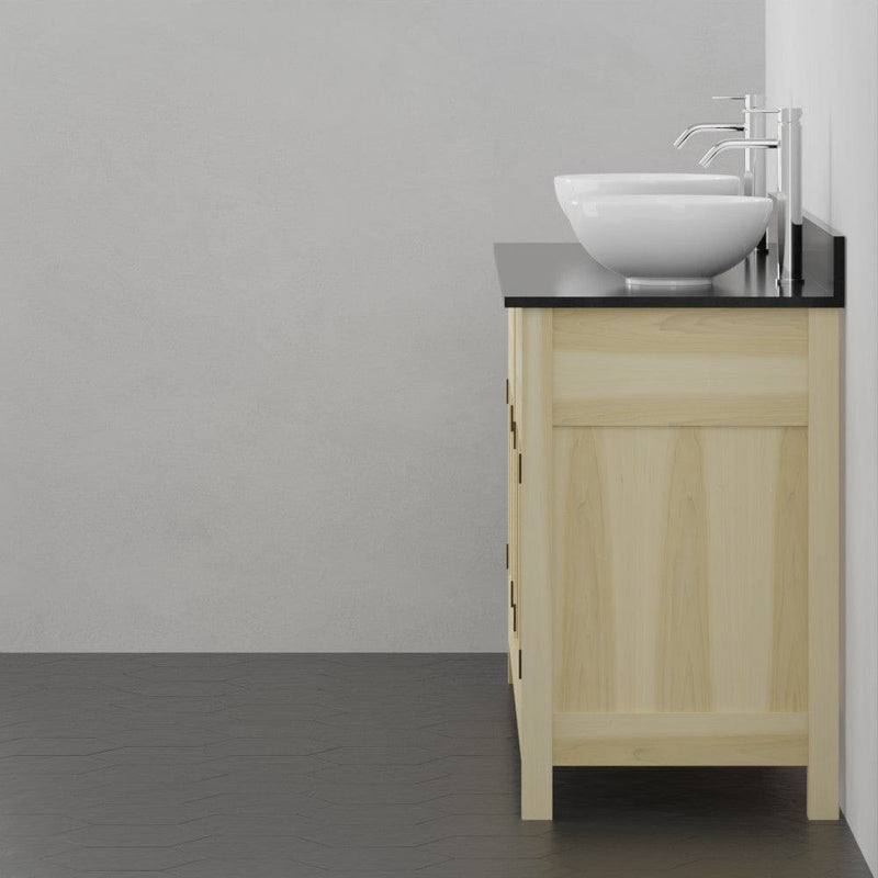 Magnus 156805 72" Unpainted Shaker Style Poplar Wood Double Vanity for Vessel Sink - 34" Height