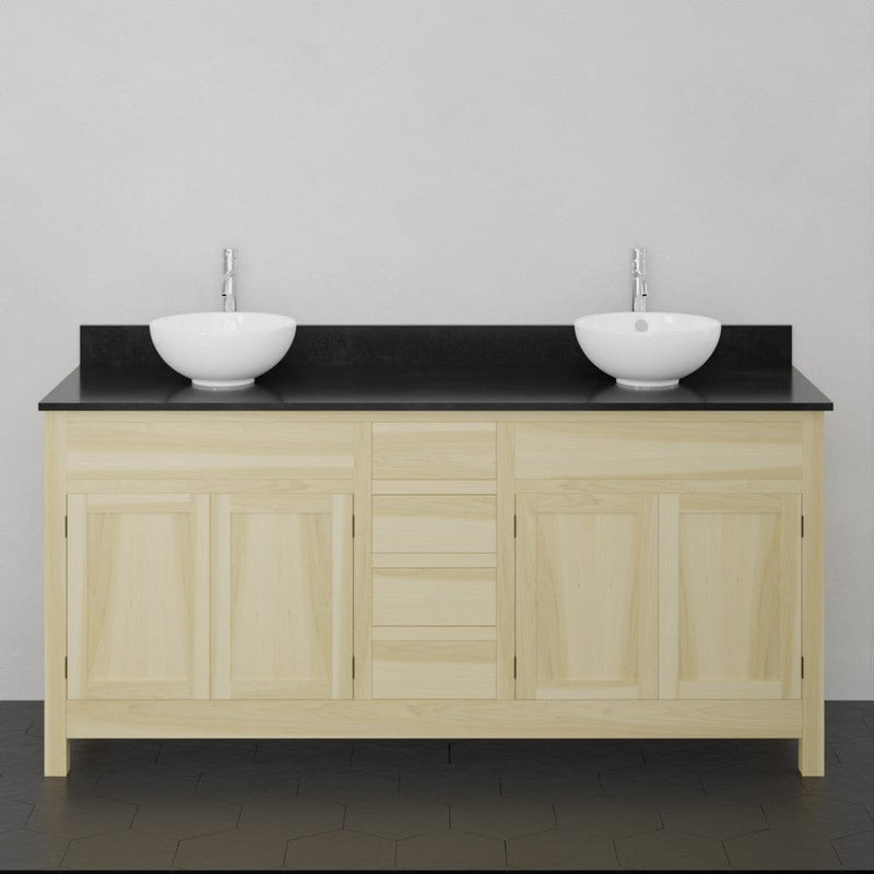 Magnus 156805 72" Unpainted Shaker Style Poplar Wood Double Vanity for Vessel Sink - 34" Height