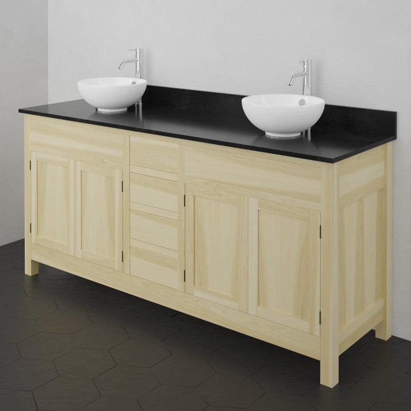 Magnus 156805 72" Unpainted Shaker Style Poplar Wood Double Vanity for Vessel Sink - 34" Height