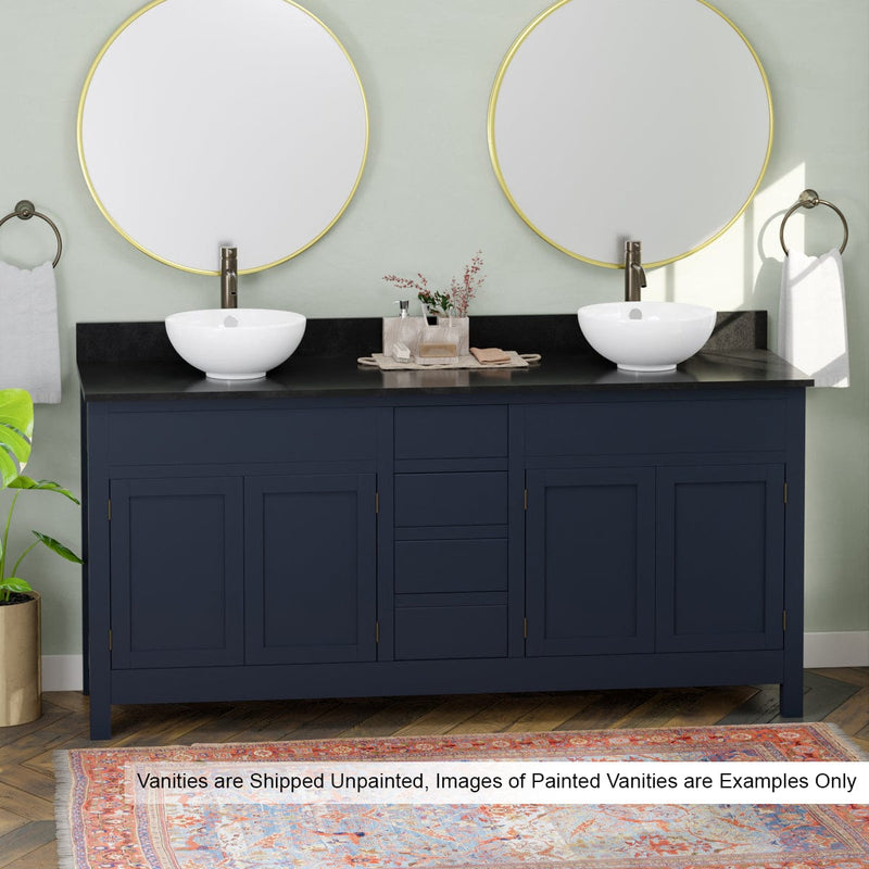 Magnus 156805 72" Unpainted Shaker Style Poplar Wood Double Vanity for Vessel Sink - 34" Height