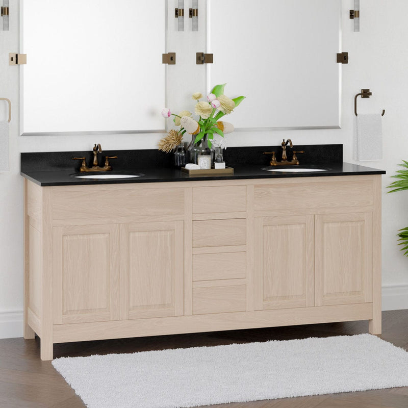 Magnus 148493 72" Vippis Unfinished Red Oak Raised Panel Double Vanity for Undermount Sinks - 34" Height