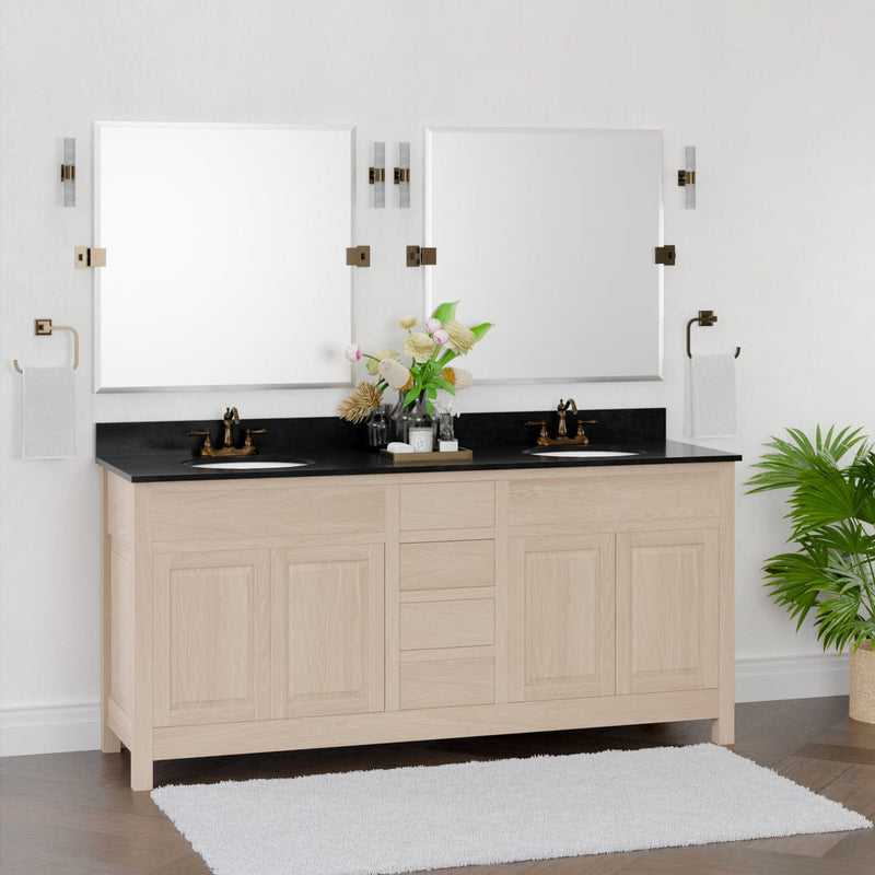 Magnus 148493 72" Vippis Unfinished Red Oak Raised Panel Double Vanity for Undermount Sinks - 34" Height