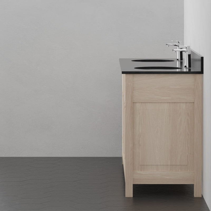 Magnus 148493 72" Vippis Unfinished Red Oak Raised Panel Double Vanity for Undermount Sinks - 34" Height