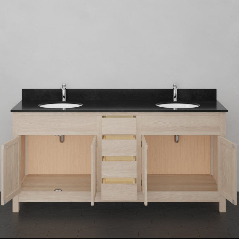 Magnus 148493 72" Vippis Unfinished Red Oak Raised Panel Double Vanity for Undermount Sinks - 34" Height