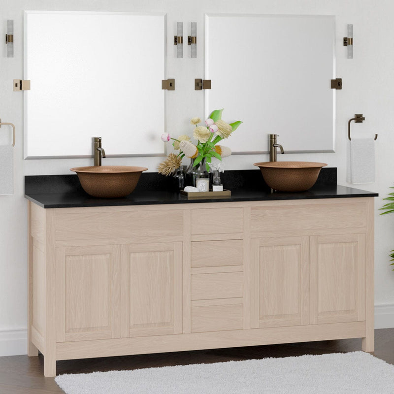 Magnus 148513 72" Vippis Unfinished Red Oak Raised Panel Double Vanity for Vessel Sinks - 34" Height