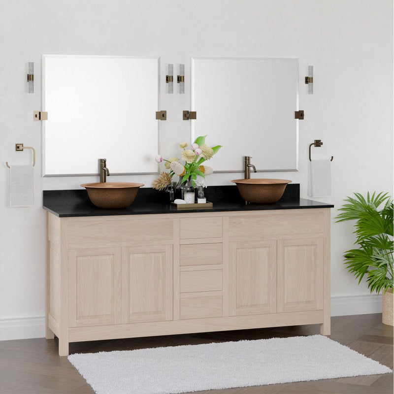 Magnus 148513 72" Vippis Unfinished Red Oak Raised Panel Double Vanity for Vessel Sinks - 34" Height