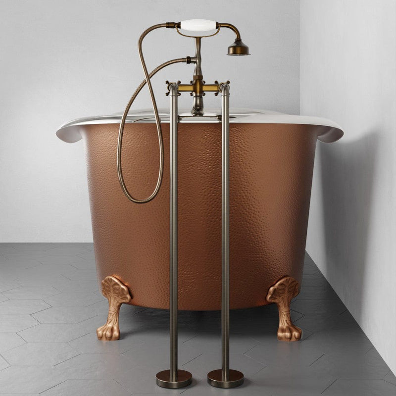 Magnus 150737 72" x 40" Extra Wide Forhaster Antique Copper Clawfoot Double-Slipper Tub - Nickel Interior