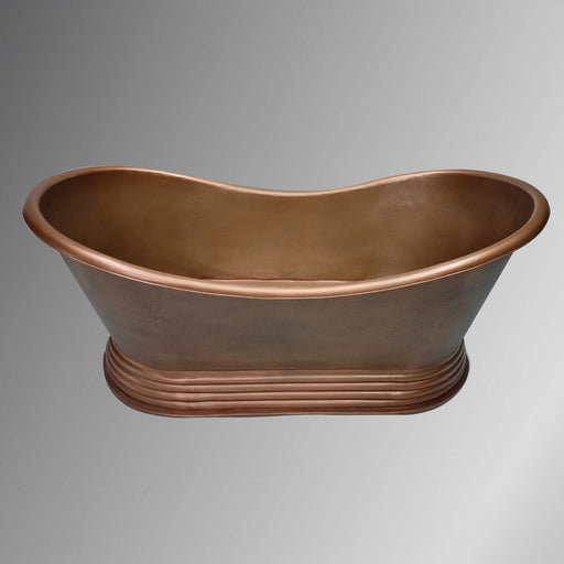 72" x 40" Hernandez Extra Wide Copper Hammered Double Slipper Roll-Top Tub with Pedestal