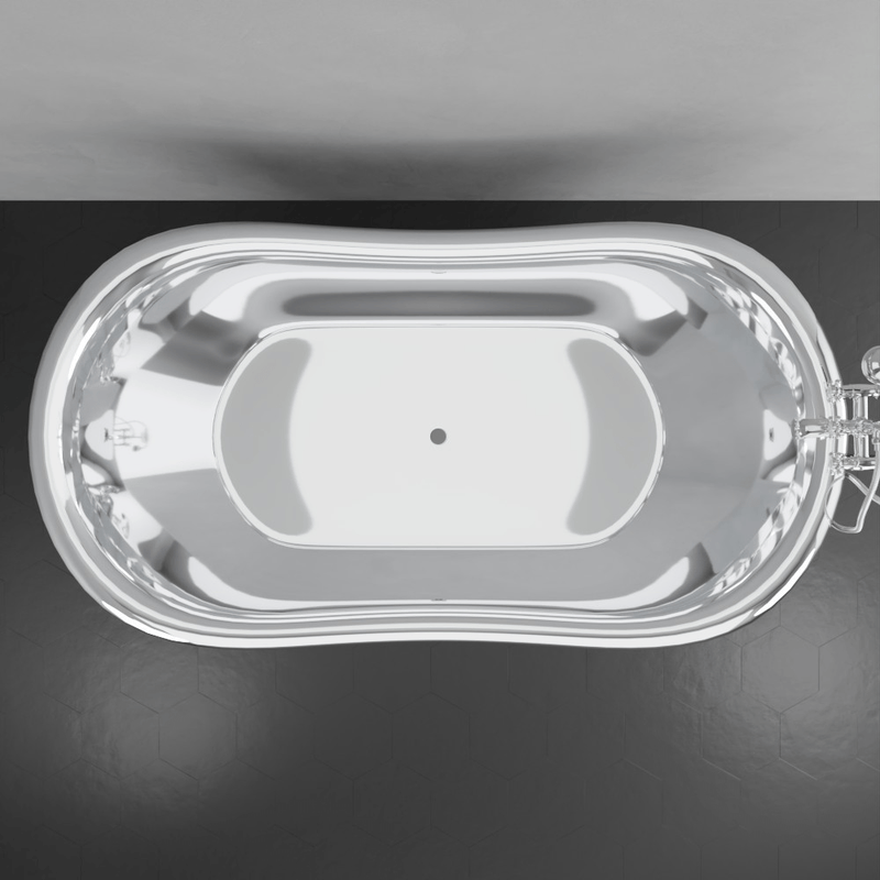 Magnus 150711 72" x 40" Vaughn Extra Wide Stainless Steel Double Slipper Boat Bathtub Smooth - view 5