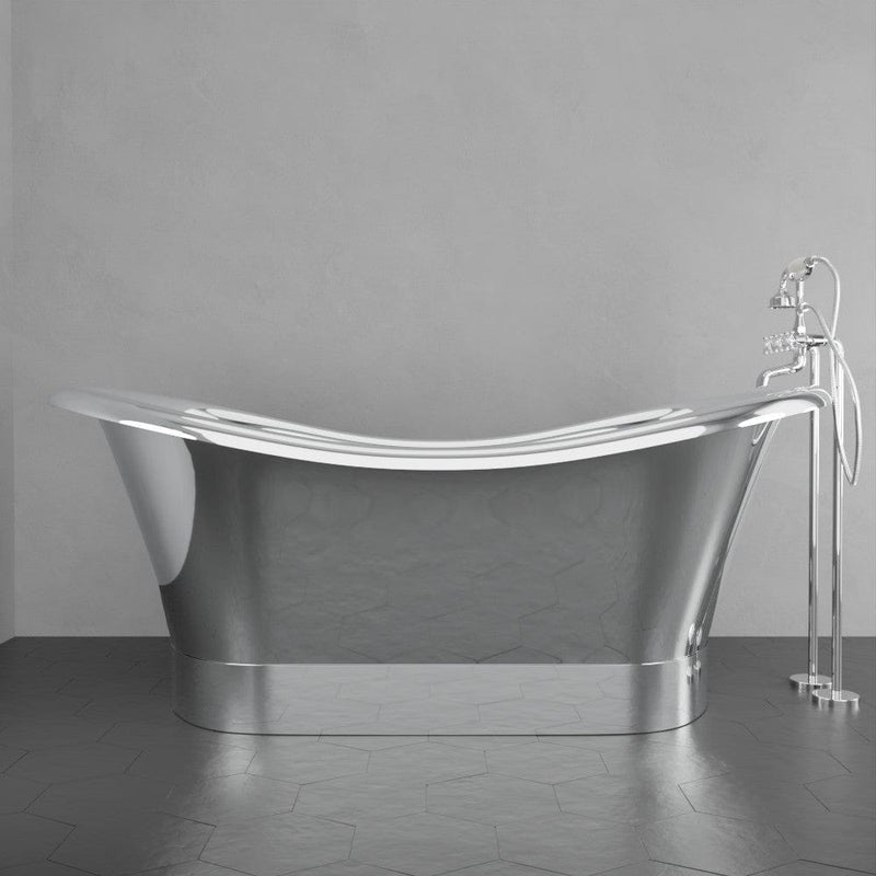 Magnus 150711 72" x 40" Vaughn Extra Wide Stainless Steel Double Slipper Boat Bathtub Smooth - view 3