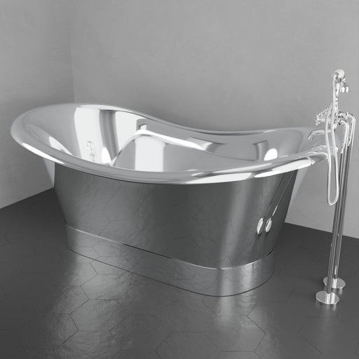 Magnus 150711 72" x 40" Vaughn Extra Wide Stainless Steel Double Slipper Boat Bathtub Smooth - view 2