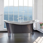 Magnus 150711 72" x 40" Vaughn Extra Wide Stainless Steel Double Slipper Boat Bathtub Smooth