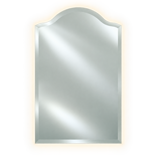 Afina RM-735-LED Radiance 24" W x 35" H Frameless Scallop Top Bevel Wall Mirror with LED Backlighting