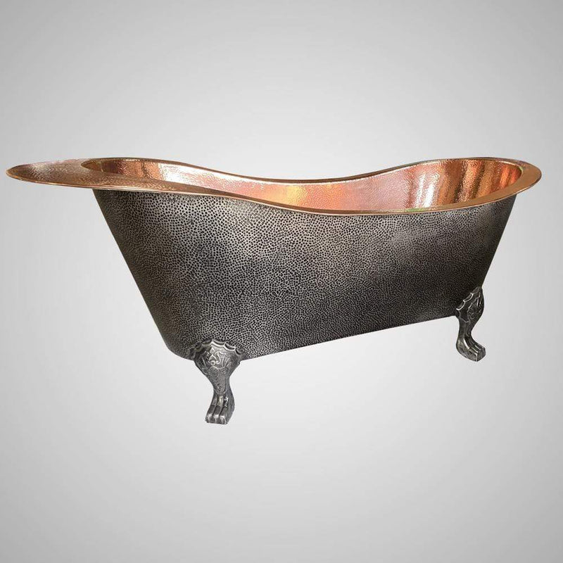 Magnus 117096 73" Walden Hammered Antique Copper Slipper Clawfoot Tub - Polished Interior
