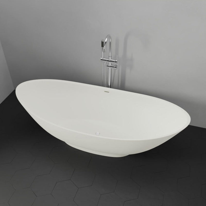 Magnus 132416 74" Bombay Solid Surface Stone Resin Freestanding Double-Slipper Bathtub