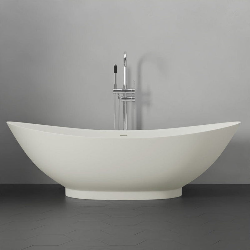 Magnus 132416 74" Bombay Solid Surface Stone Resin Freestanding Double-Slipper Bathtub