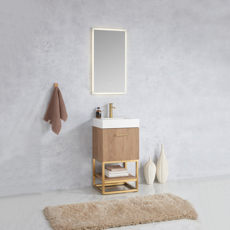 Vinnova 789018-NO-WH Alistair 18" Single Sink Bath Vanity in North American Oak