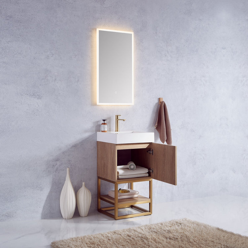 Vinnova 789018-NO-WH Alistair 18" Single Sink Bath Vanity in North American Oak