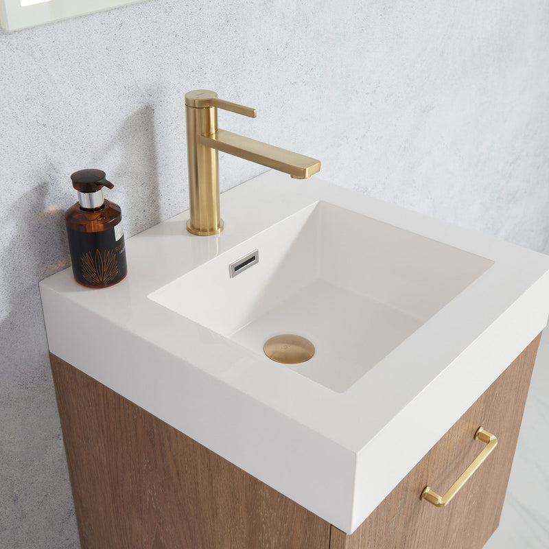 Vinnova 789018-NO-WH Alistair 18" Single Sink Bath Vanity in North American Oak