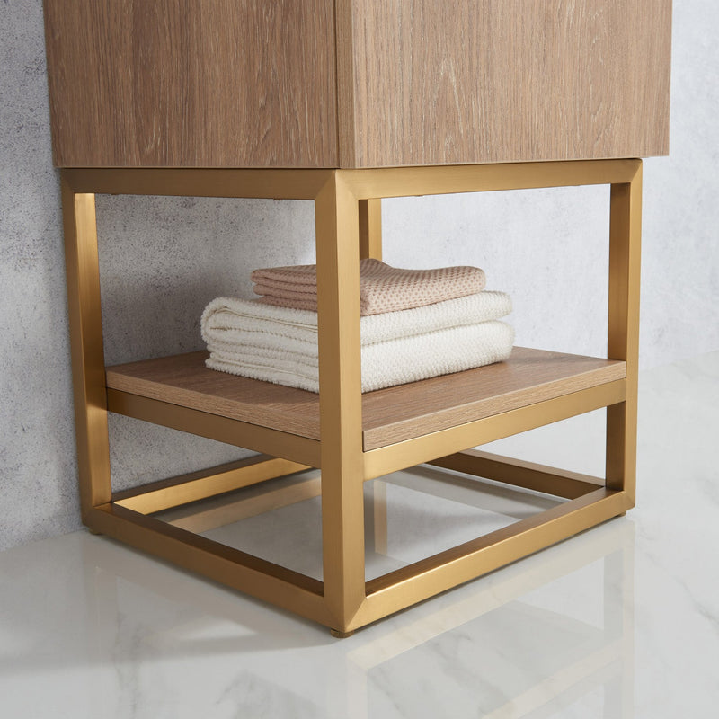 Vinnova 789018-NO-WH Alistair 18" Single Sink Bath Vanity in North American Oak