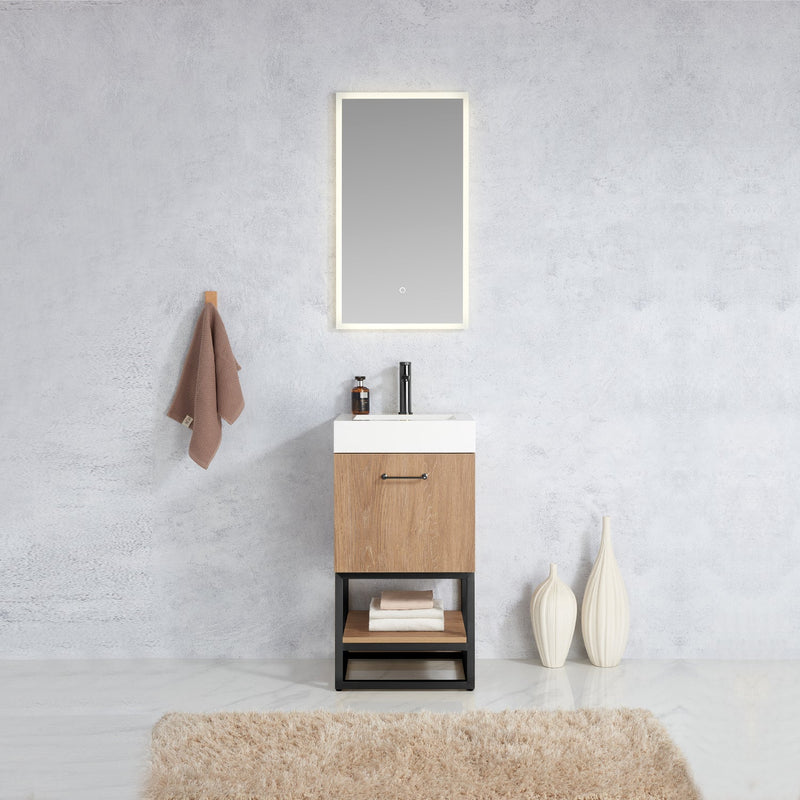 Vinnova 789018B-NO-WH Alistair 18B" Single Sink Bath Vanity in North American Oak