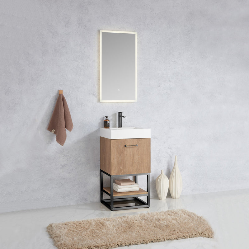 Vinnova 789018B-NO-WH Alistair 18B" Single Sink Bath Vanity in North American Oak