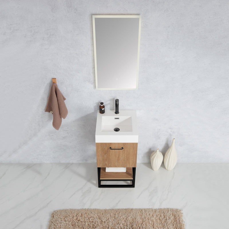 Vinnova 789018B-NO-WH Alistair 18B" Single Sink Bath Vanity in North American Oak