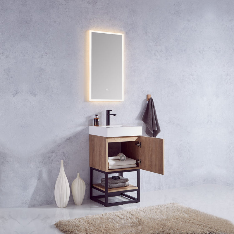 Vinnova 789018B-NO-WH Alistair 18B" Single Sink Bath Vanity in North American Oak