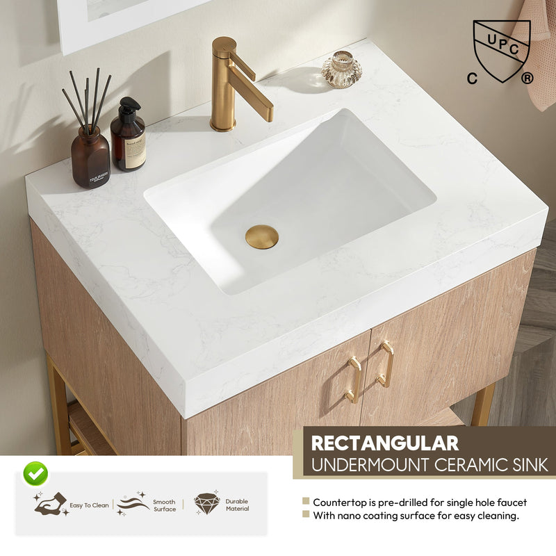 Vinnova 789030-NO-GW-NM Alistair 30" Single Vanity in North American Oak
