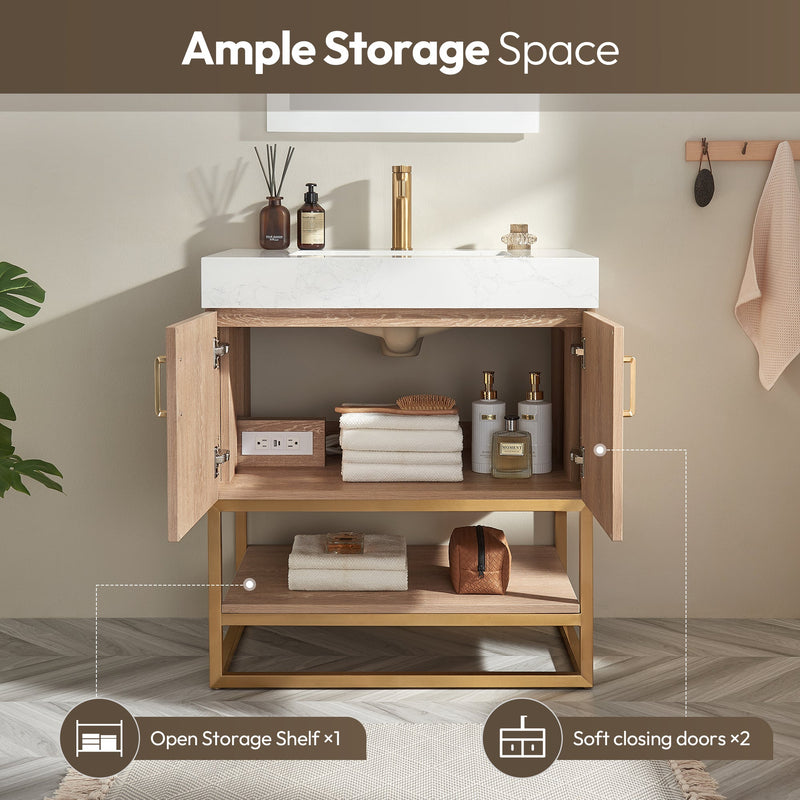 Vinnova 789030-NO-GW-NM Alistair 30" Single Vanity in North American Oak