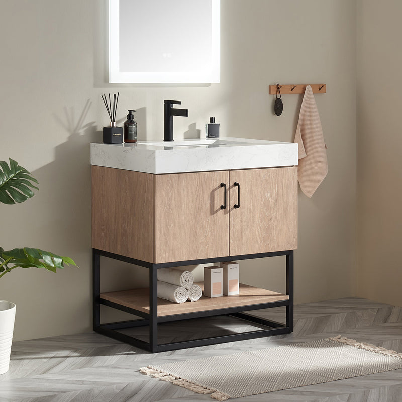 Vinnova 789030B-NO-GW-NM Alistair 30B" Single Vanity in North American Oak