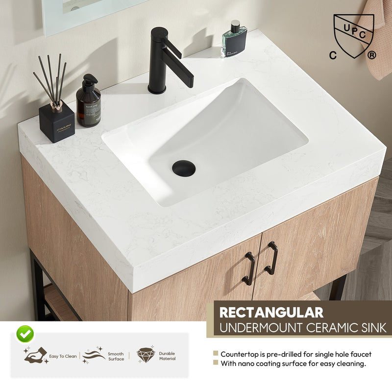 Vinnova 789030B-NO-GW-NM Alistair 30B" Single Vanity in North American Oak