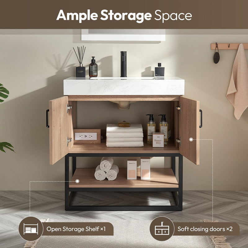 Vinnova 789030B-NO-GW-NM Alistair 30B" Single Vanity in North American Oak