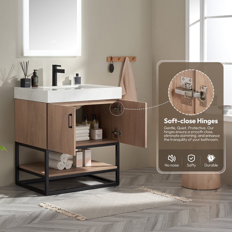 Vinnova 789030B-NO-GW-NM Alistair 30B" Single Vanity in North American Oak