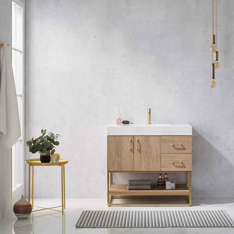 Vinnova 789036-NO-GW Alistair 36" Single Vanity in North American Oak