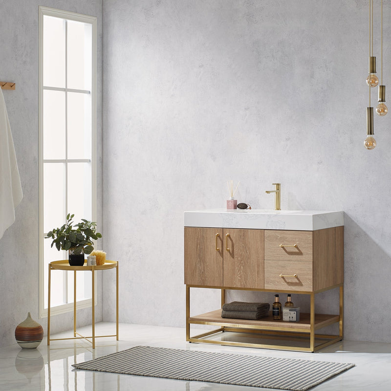 Vinnova 789036-NO-GW Alistair 36" Single Vanity in North American Oak