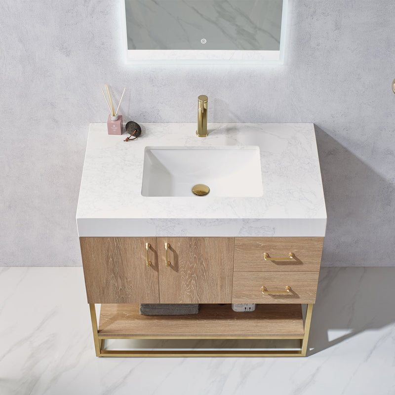 Vinnova 789036-NO-GW Alistair 36" Single Vanity in North American Oak