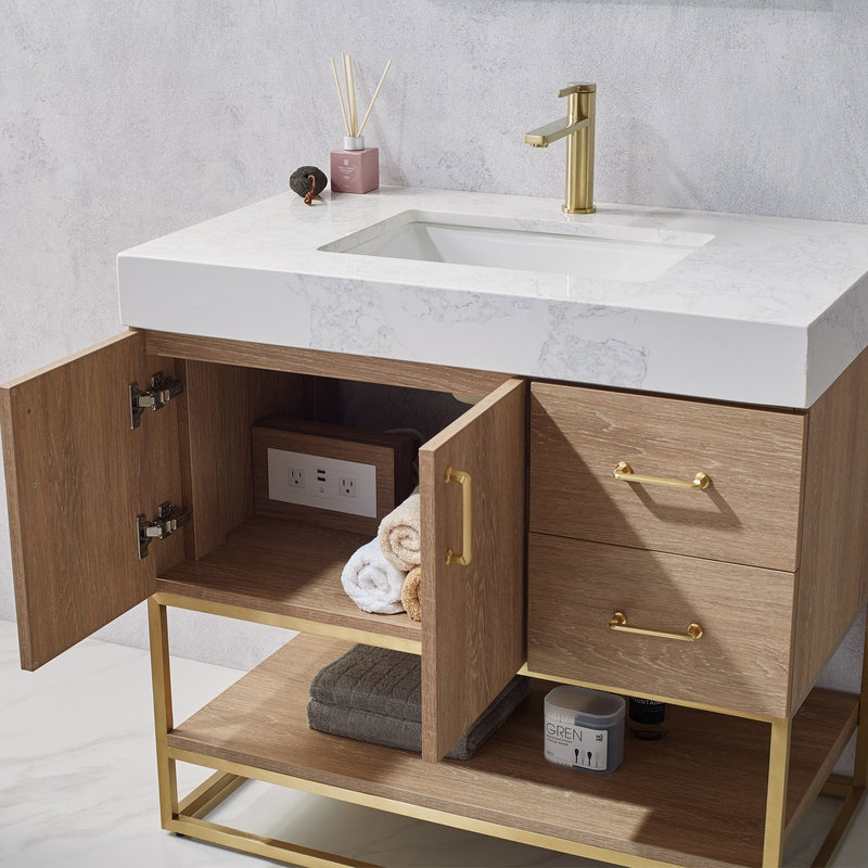 Vinnova 789036-NO-GW Alistair 36" Single Vanity in North American Oak