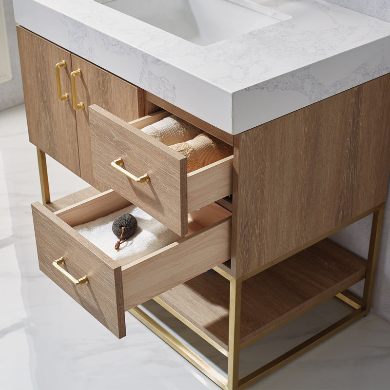 Vinnova 789036-NO-GW Alistair 36" Single Vanity in North American Oak