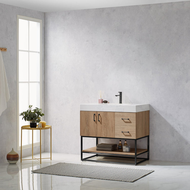 Vinnova 789036B-NO-GW Alistair 36B" Single Vanity in North American Oak