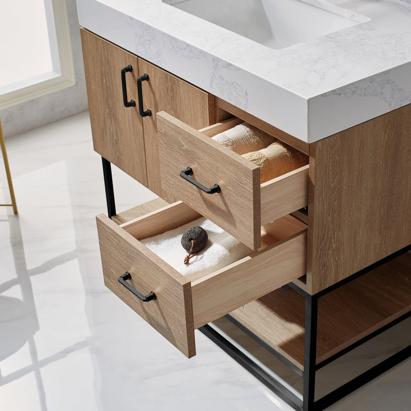 Vinnova 789036B-NO-GW Alistair 36B" Single Vanity in North American Oak
