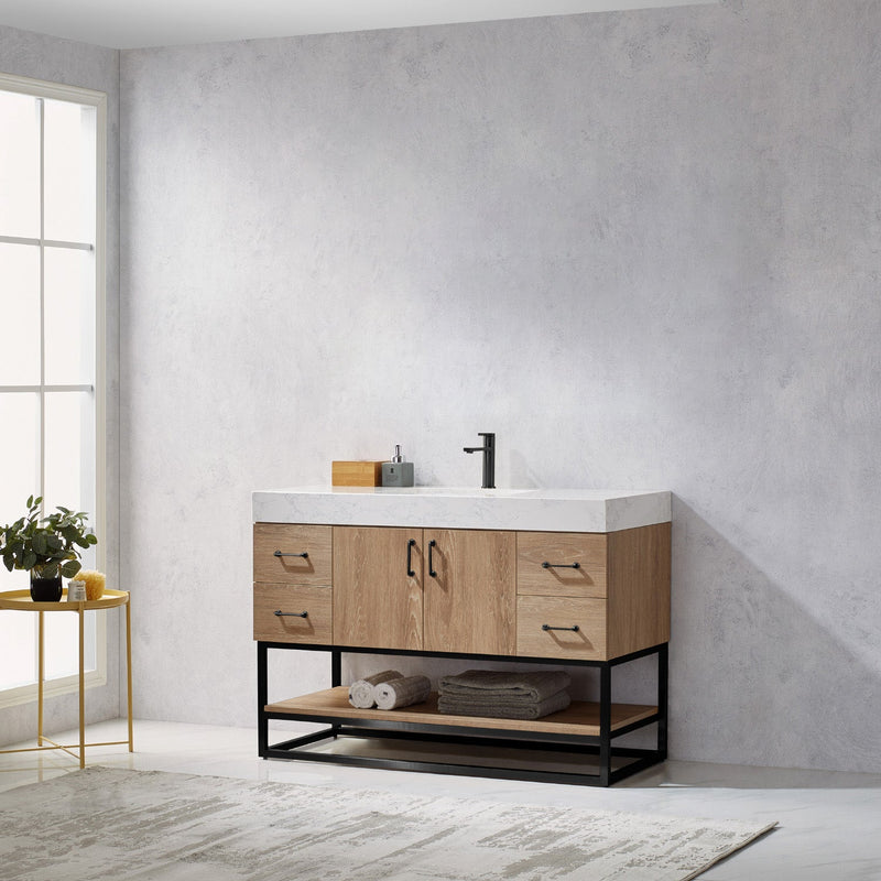 Vinnova 789048B-NO-GW Alistair 48B" Single Vanity in North American Oak