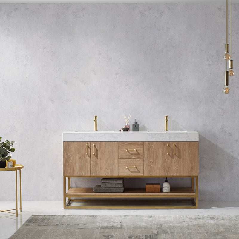 Vinnova 789060-NO-GW Alistair 60" Double Vanity in North American Oak