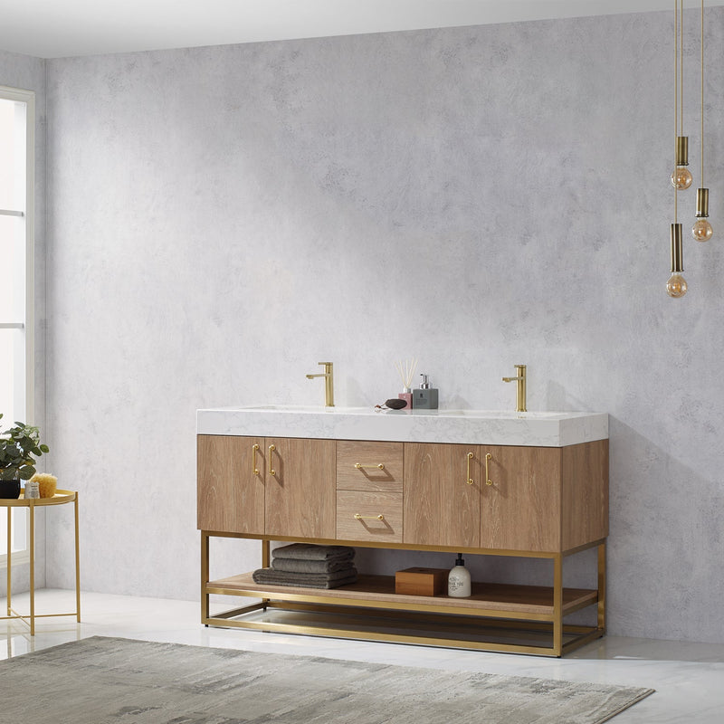 Vinnova 789060-NO-GW Alistair 60" Double Vanity in North American Oak