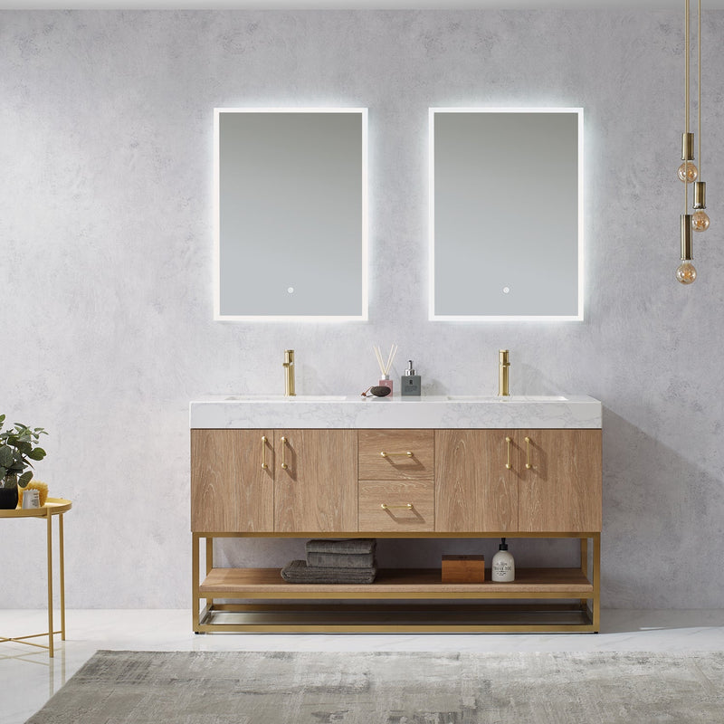 Vinnova 789060-NO-GW Alistair 60" Double Vanity in North American Oak