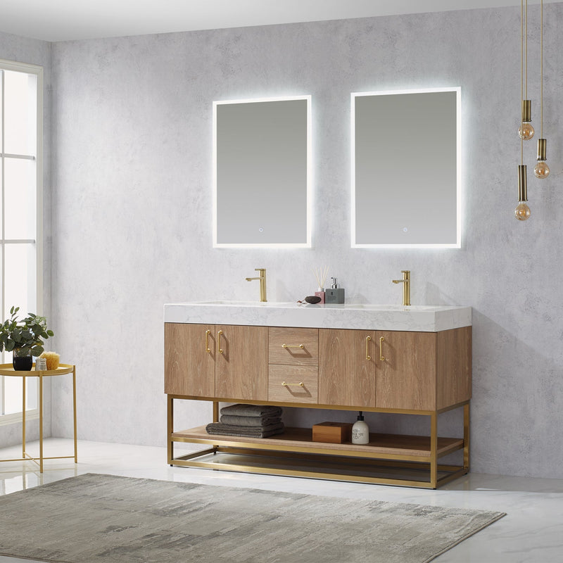 Vinnova 789060-NO-GW Alistair 60" Double Vanity in North American Oak