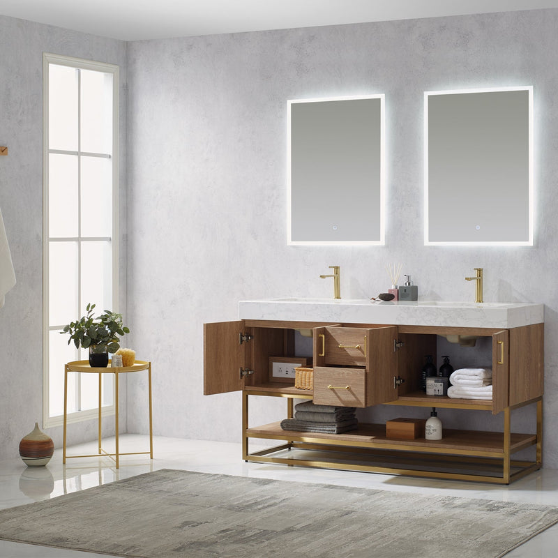 Vinnova 789060-NO-GW Alistair 60" Double Vanity in North American Oak