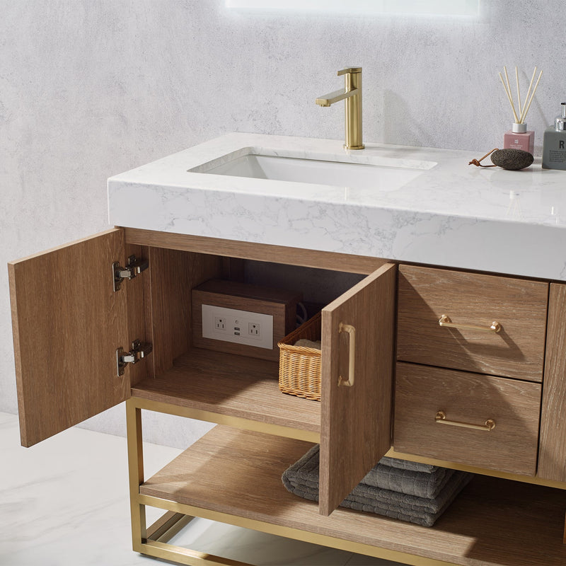 Vinnova 789060-NO-GW Alistair 60" Double Vanity in North American Oak