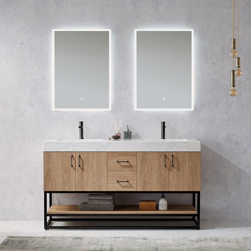 Vinnova 789060B-NO-GW Alistair 60B" Double Vanity in North American Oak