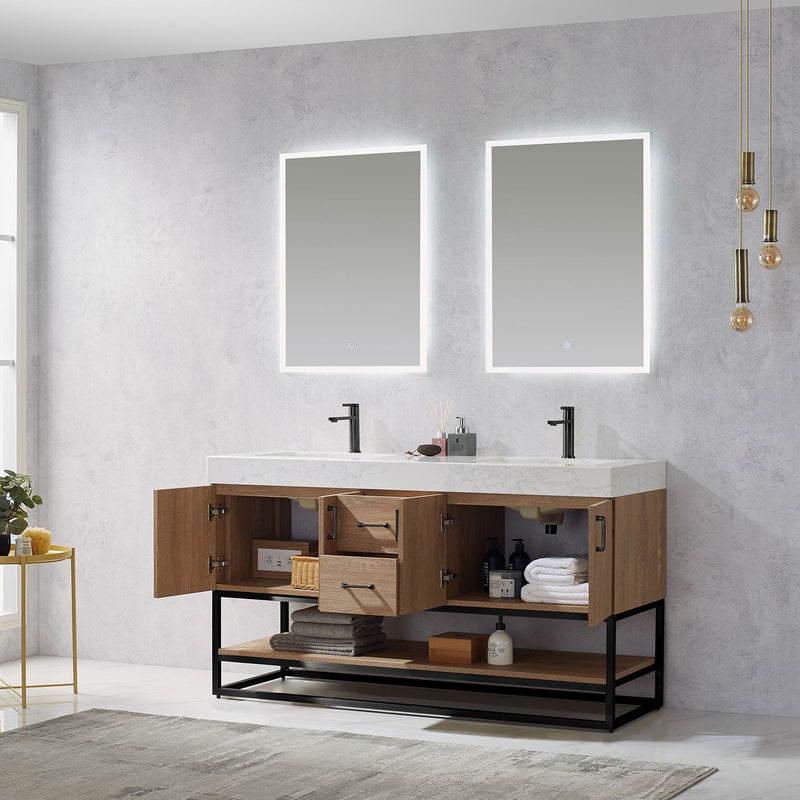 Vinnova 789060B-NO-GW Alistair 60B" Double Vanity in North American Oak